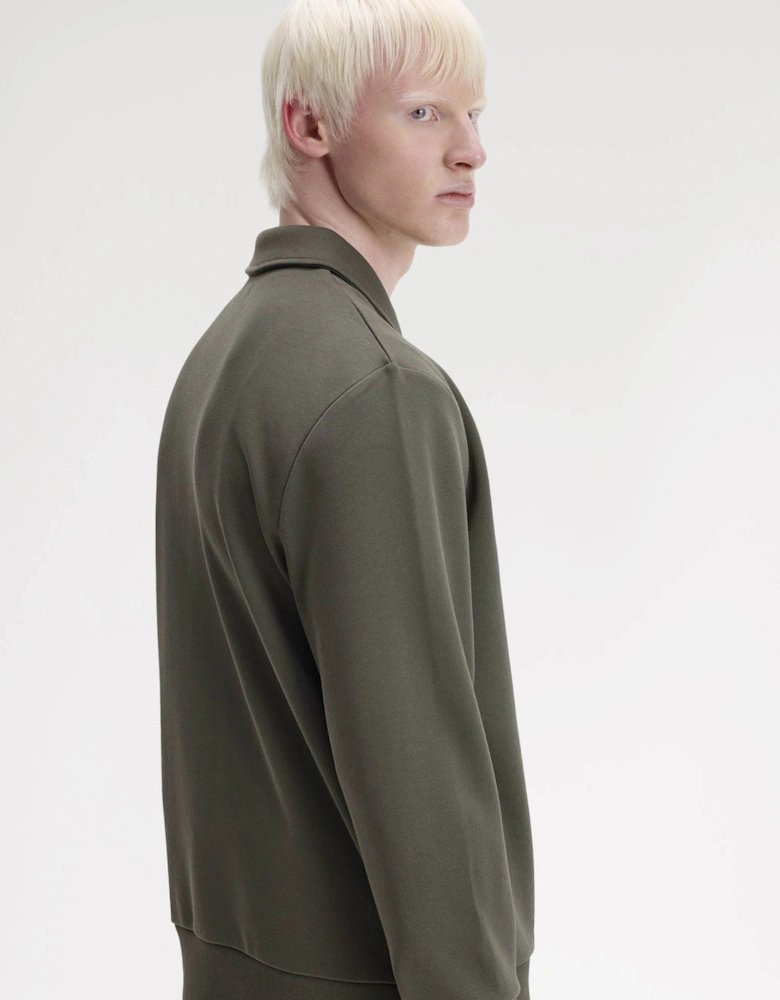 Mens Half Zip Collared Sweatshirt - Field Green 148