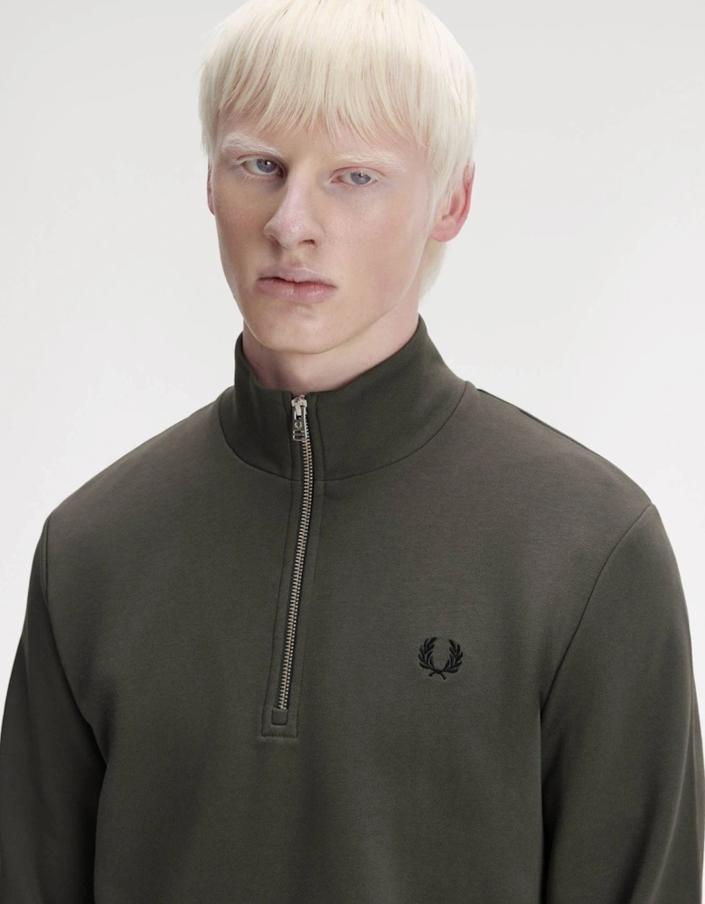 Mens Half Zip Sweatshirt - Field Green/Black U70