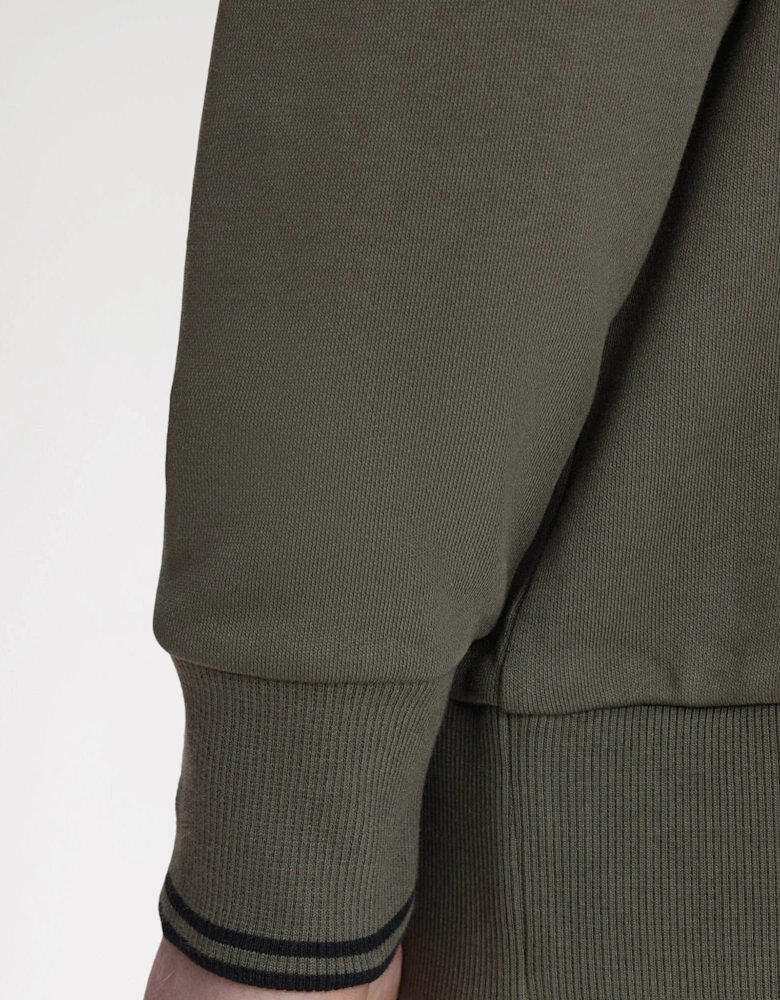 Mens Half Zip Collared Sweatshirt - Field Green 148