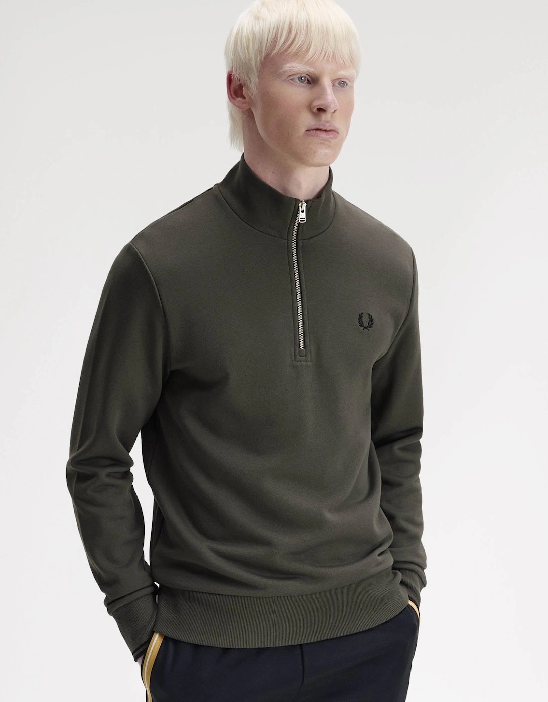 Mens Half Zip Sweatshirt - Field Green/Black U70