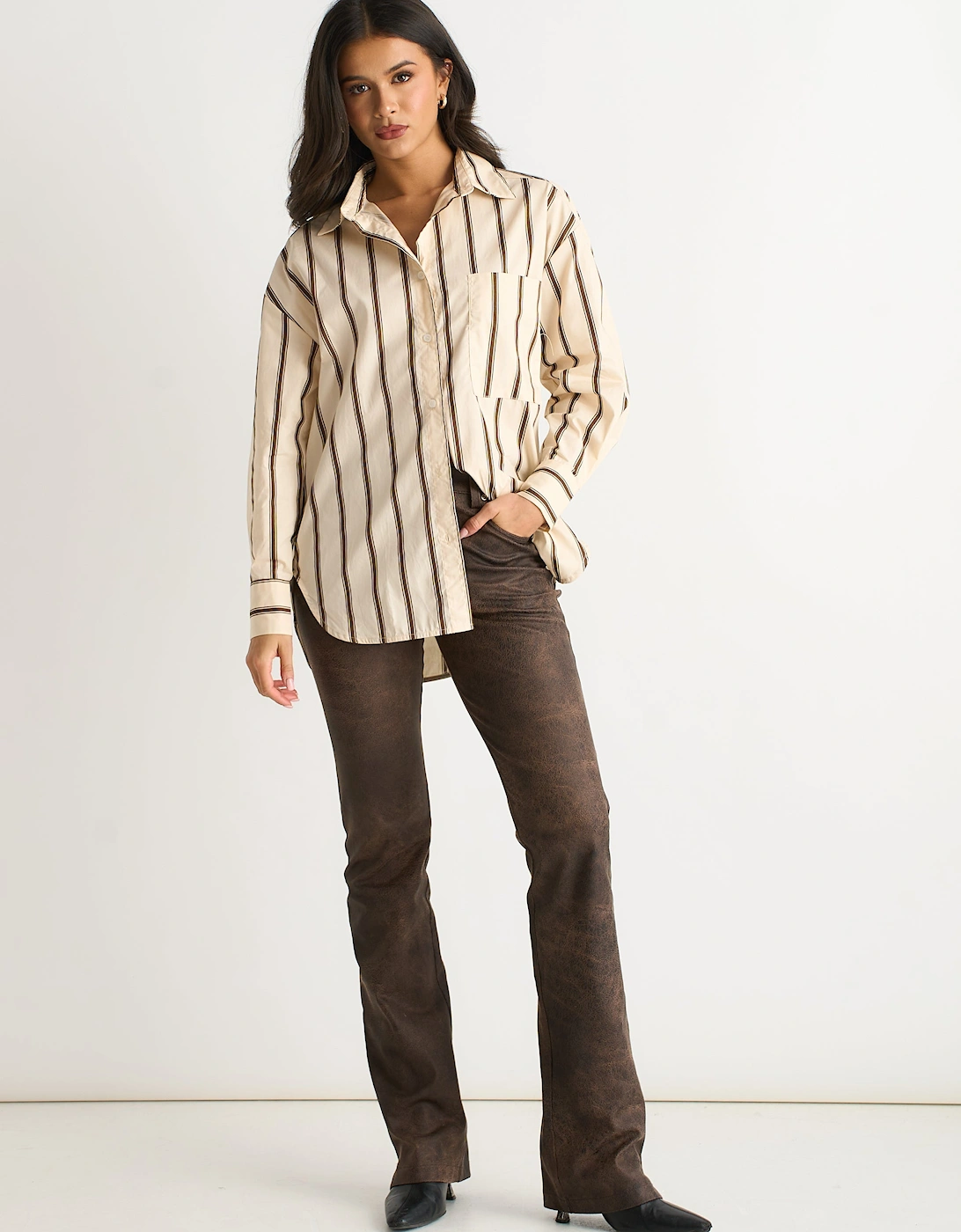 Cream Stripe Cotton Button Through Shirt, 5 of 4