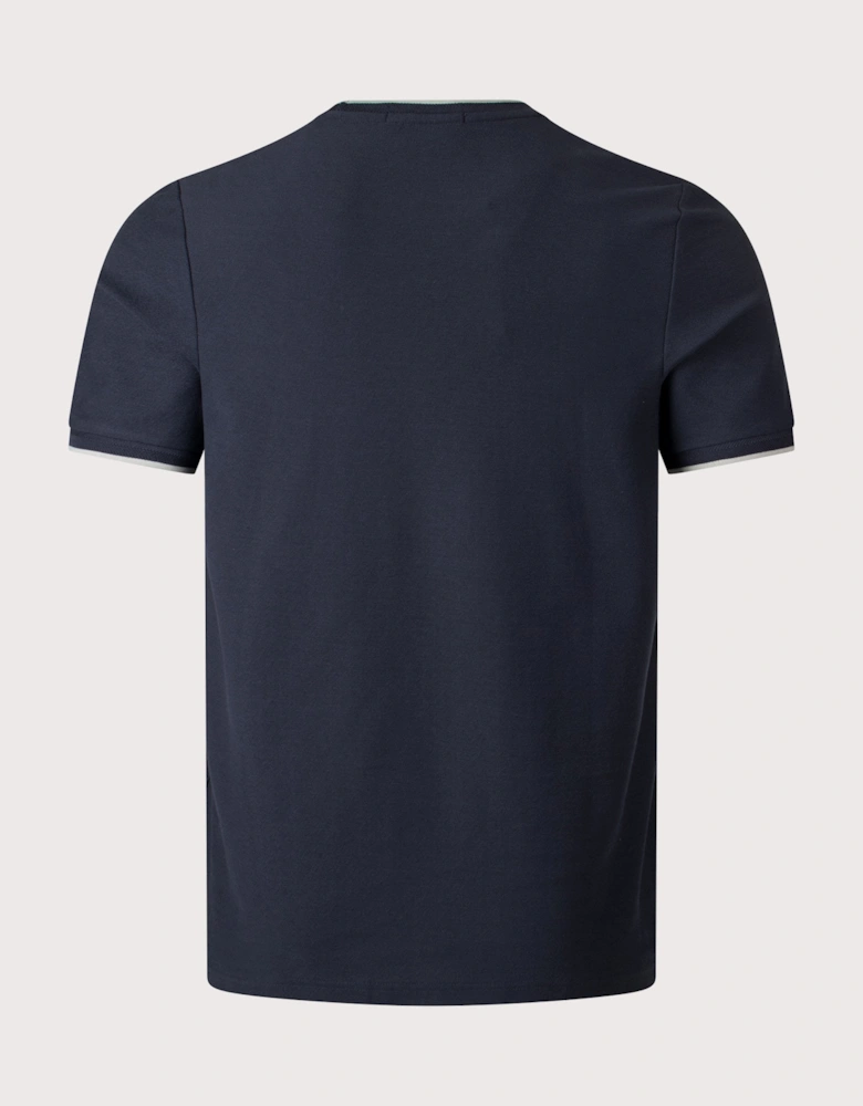 Trim Detail Crepe Piqué T-Shirt