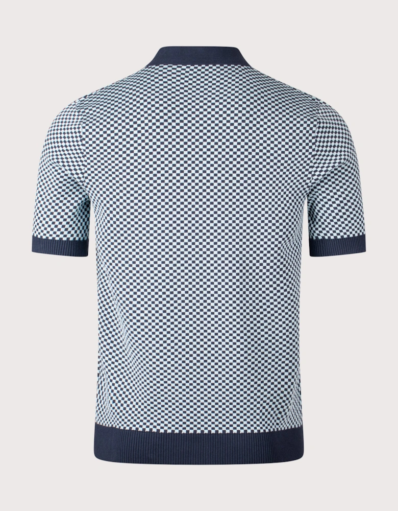 Chequerboard Knitted Polo Shirt