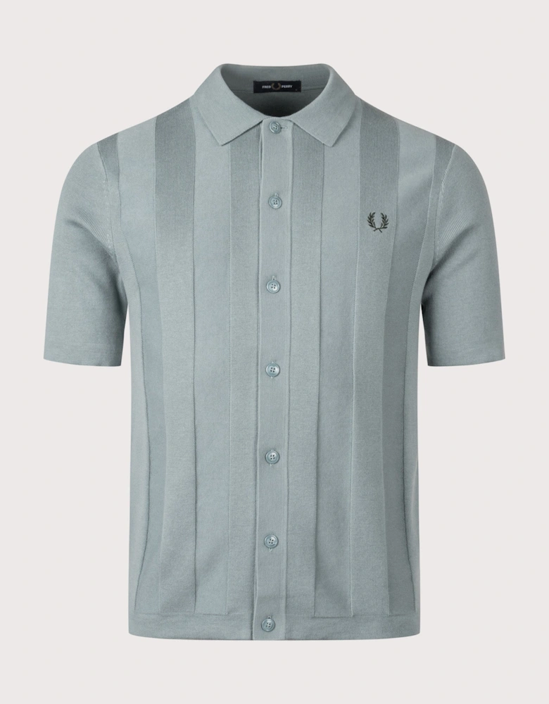 Tonal Vertical Stripe Knitted Shirt