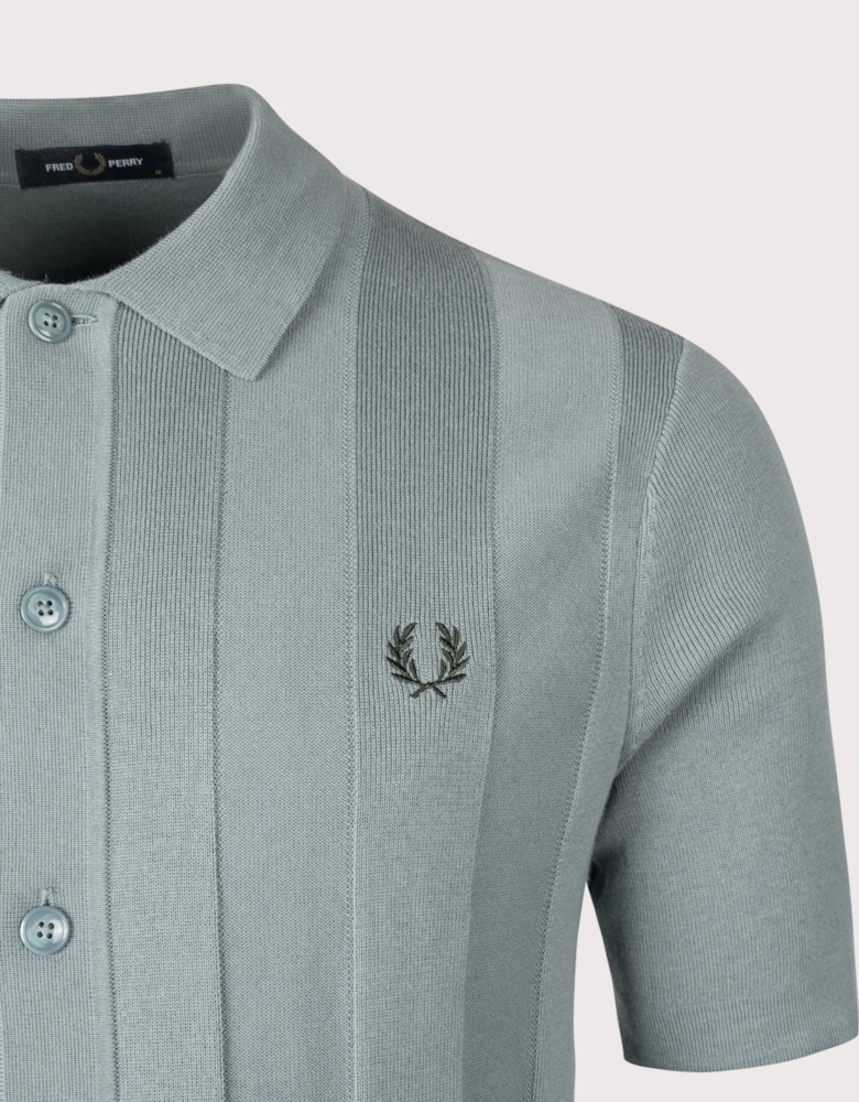 Tonal Vertical Stripe Knitted Shirt