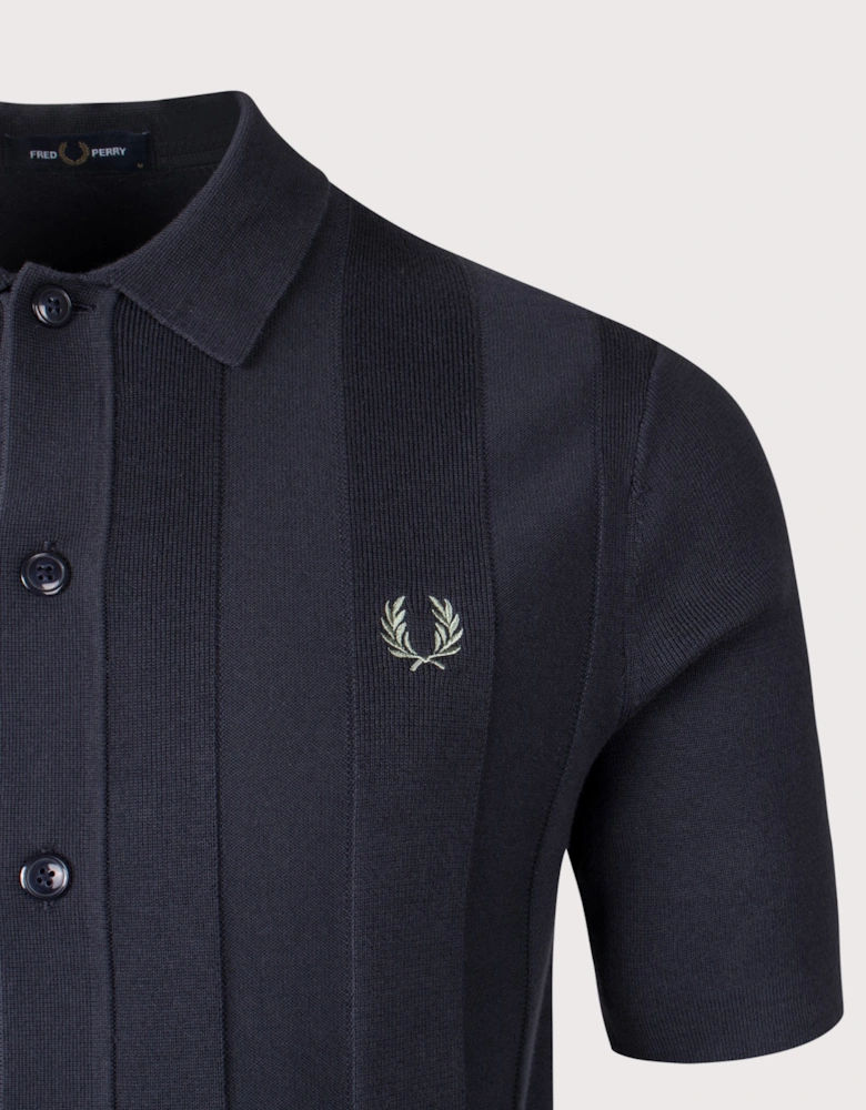 Tonal Vertical Stripe Knitted Shirt