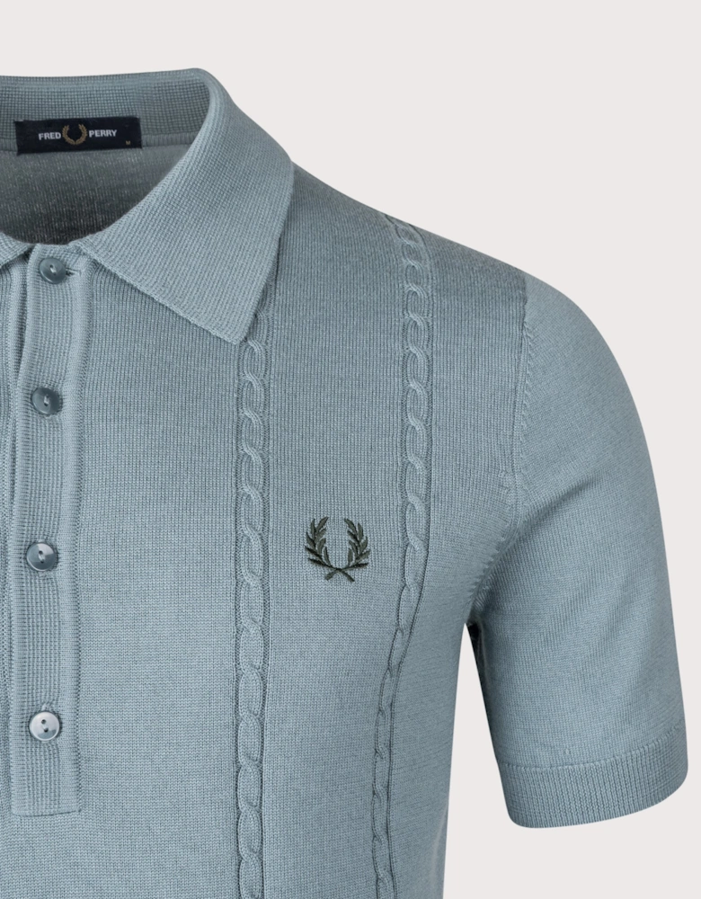 Cable Knitted Polo Shirt