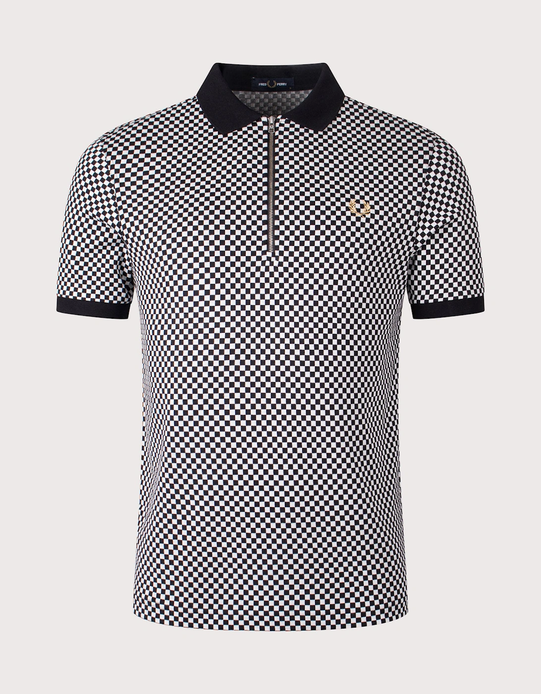 Chequerboard Zip Neck Polo Shirt, 4 of 3