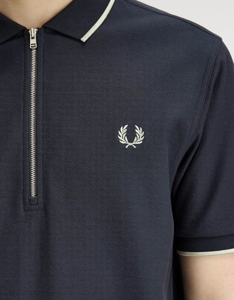 Mens Crepe Pique Polo Shirt - Navy 608