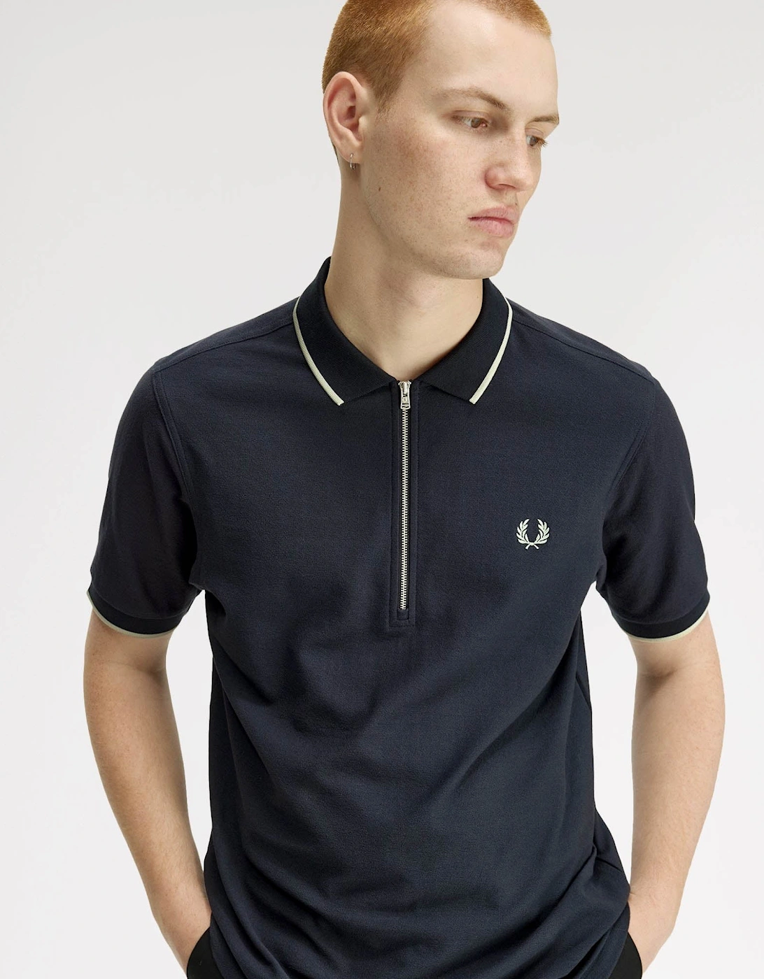 Mens Crepe Pique Polo Shirt - Navy 608