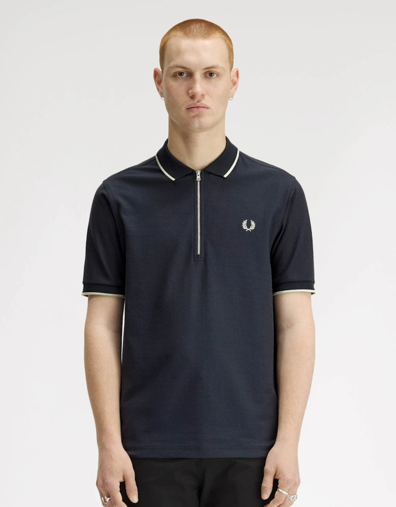 Mens Crepe Pique Polo Shirt - Navy 608