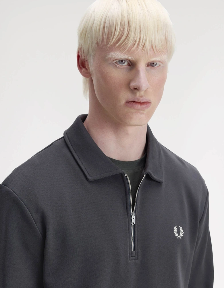 Mens Half Zip Collared Sweatshirt - Anchor Grey 297