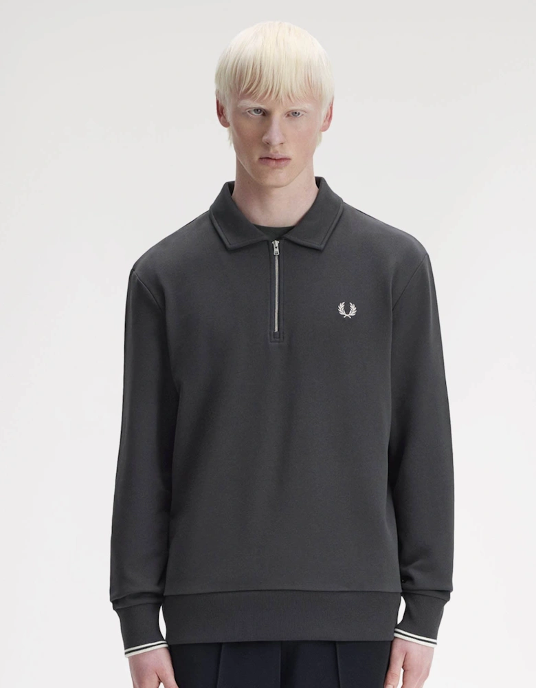 Mens Half Zip Collared Sweatshirt - Anchor Grey 297