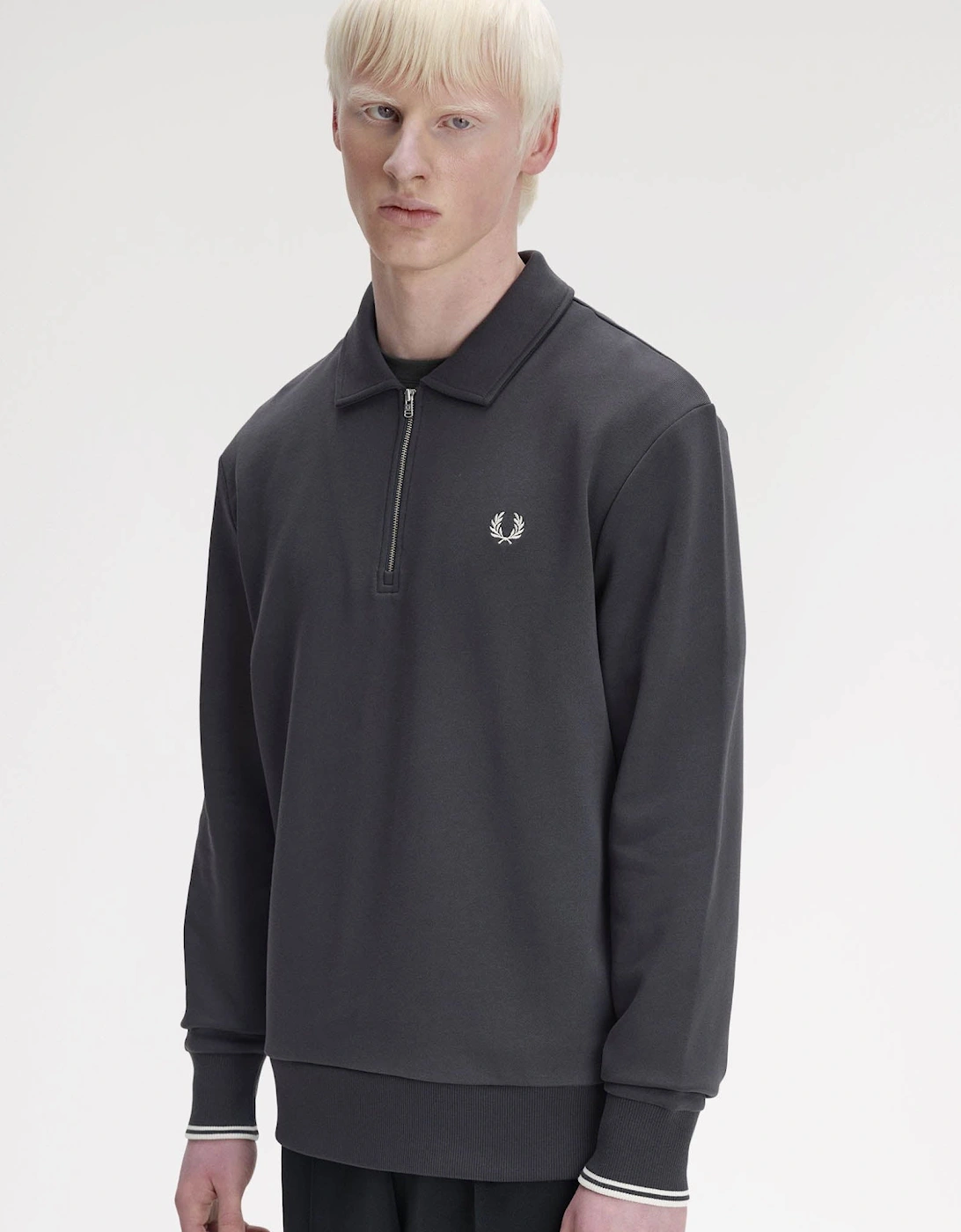 Mens Half Zip Collared Sweatshirt - Anchor Grey 297