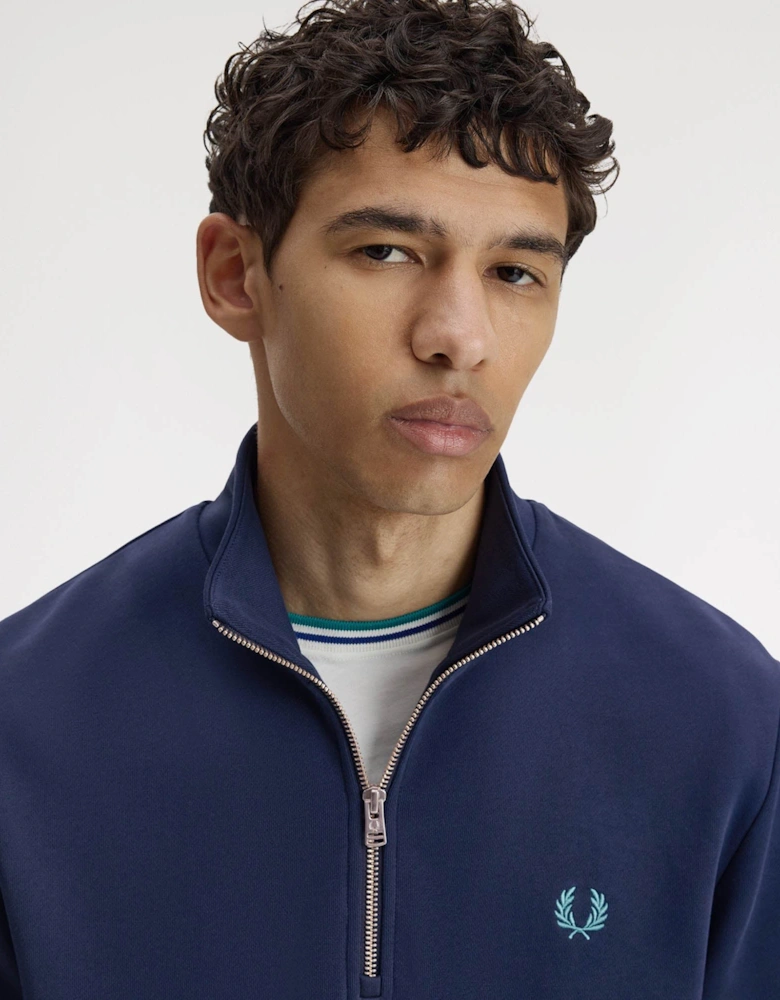 Mens Half Zip Sweatshirt - Tennis Blue/Snow White/Deep Mint 86A