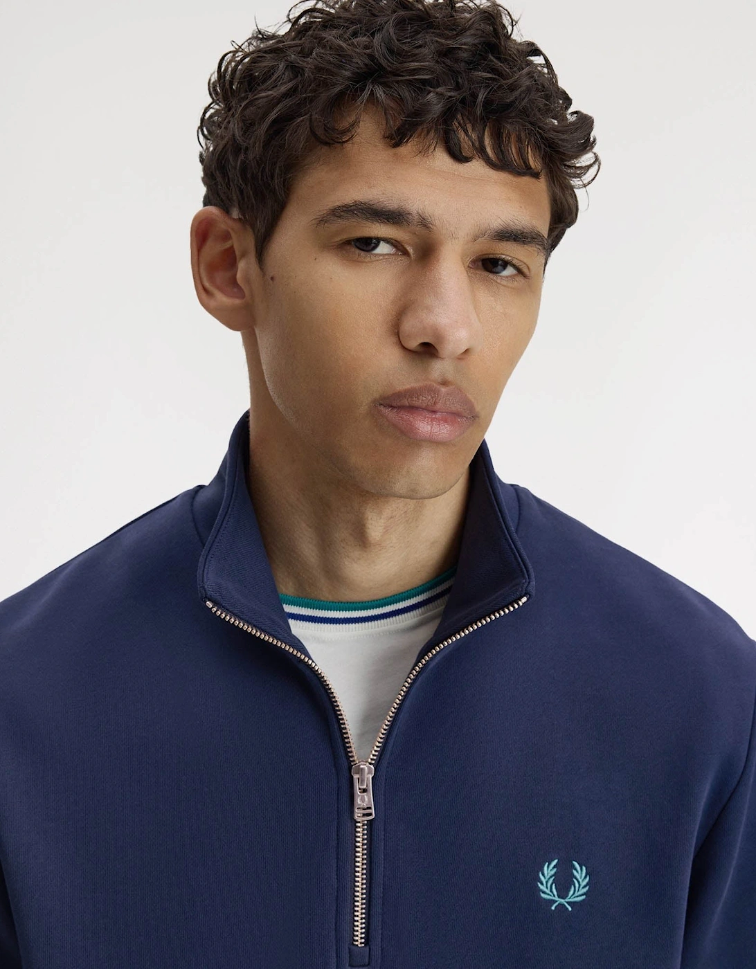 Mens Half Zip Sweatshirt - Tennis Blue/Snow White/Deep Mint 86A