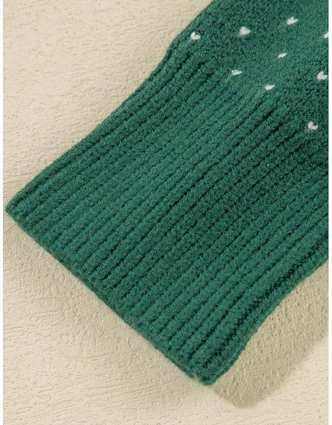 Green Christmas Snowflake Dotted Print Round Neck Sweater, 16 of 15