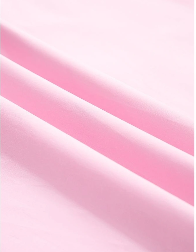 Pink Contrast Striped V Neck Collision Short Puff Sleeve Blouse