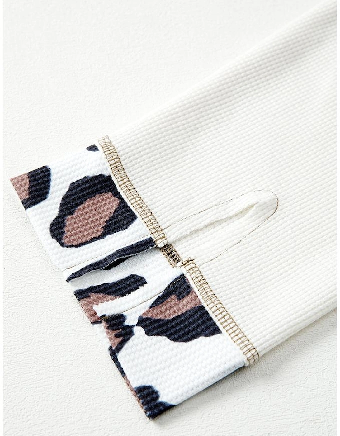 Apricot Oversized Leopard Contrast Mixed Texture Patchwork Zip Up Drop Shoulder Hoodie