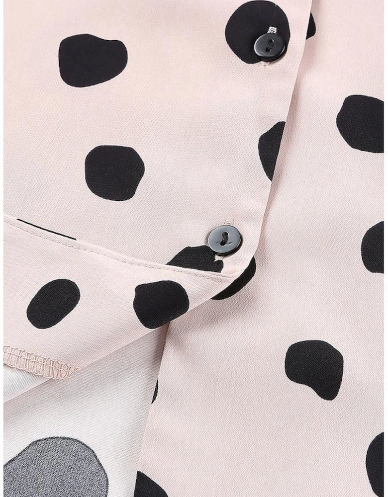 Pink Button Frill Cuffs Oversize Puff Sleeve Blouse