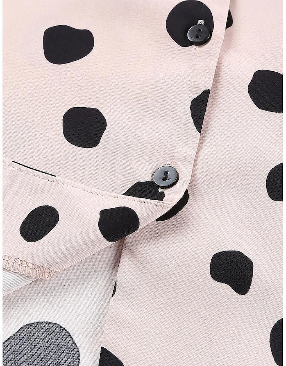 Pink Button Frill Cuffs Oversize Puff Sleeve Blouse