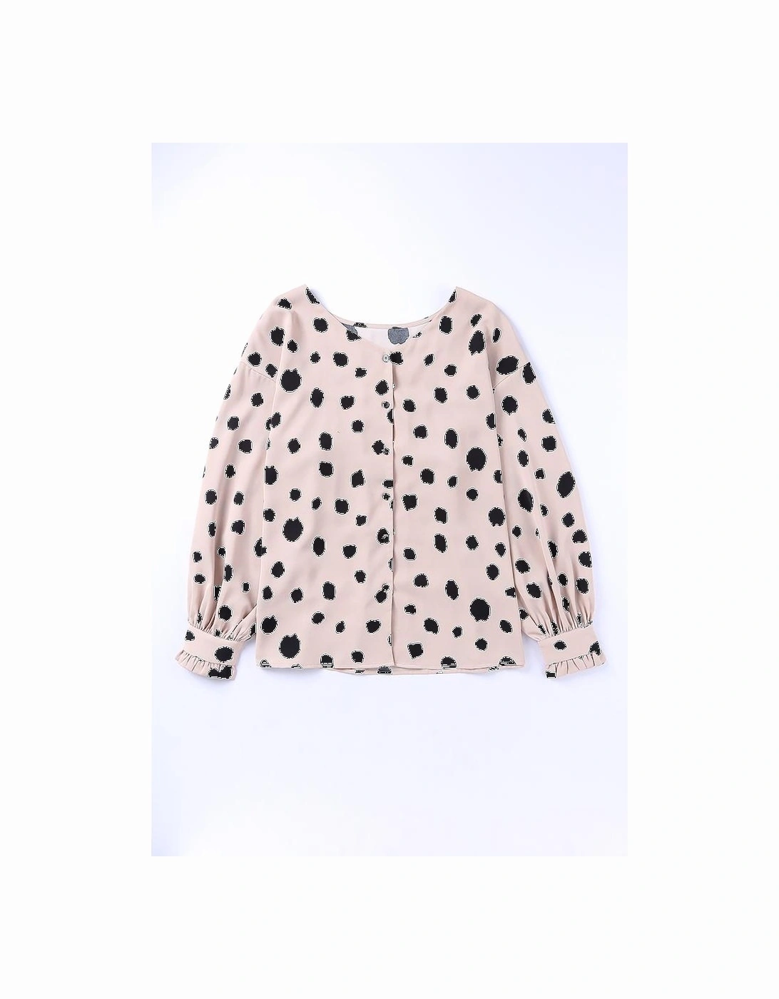 Pink Button Frill Cuffs Oversize Puff Sleeve Blouse