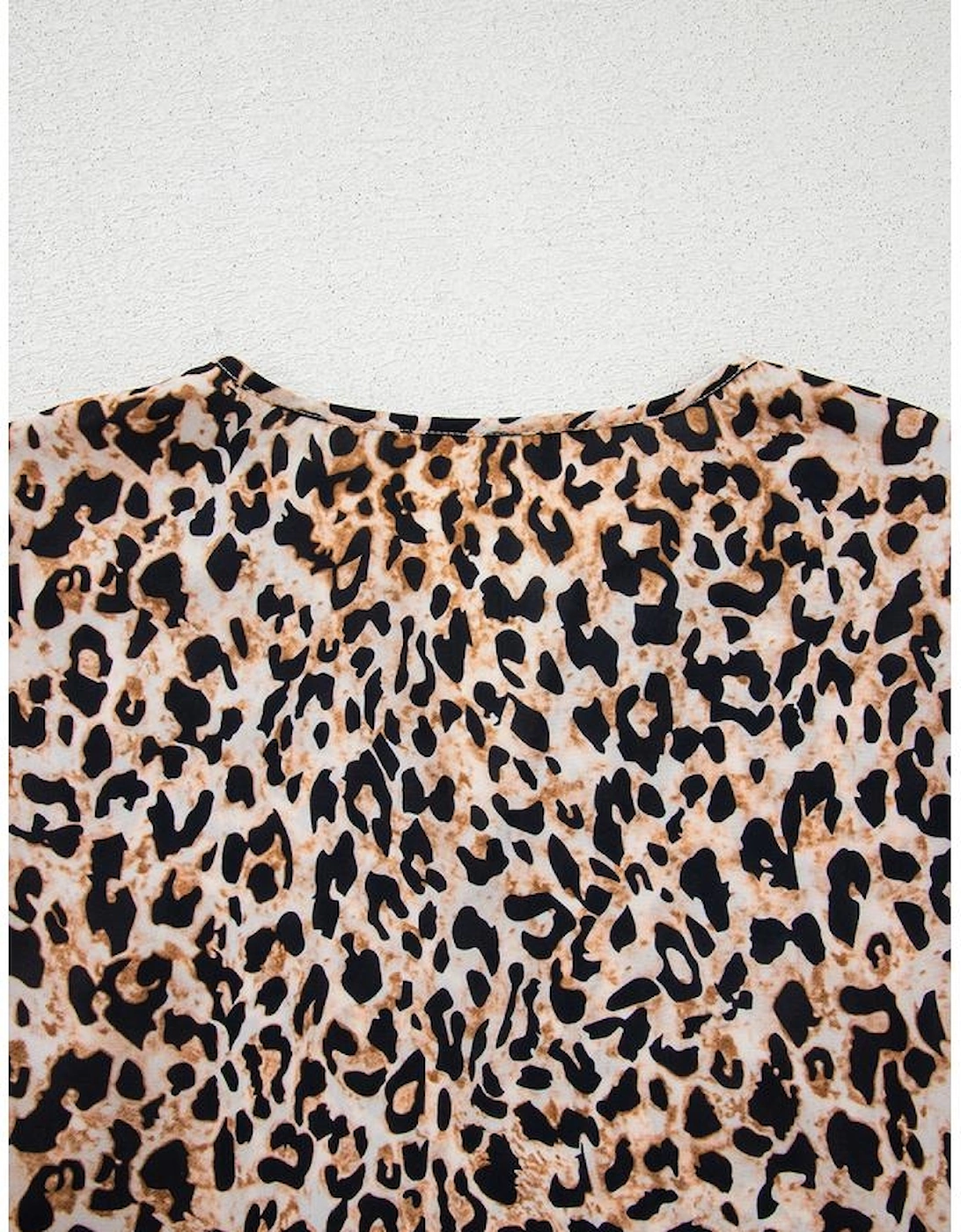 Apricot Leopard V Neck Half Sleeve Blouse
