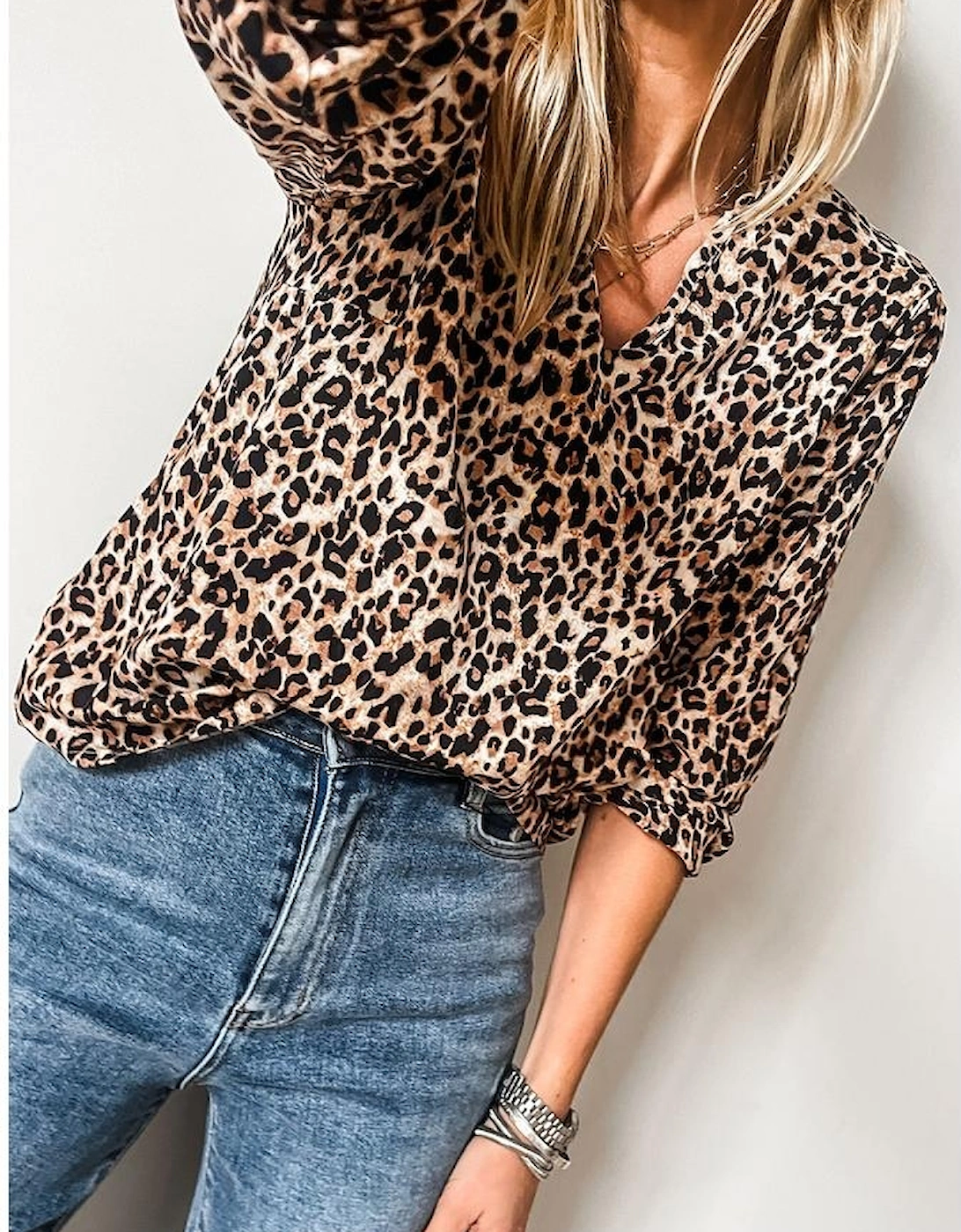 Apricot Leopard V Neck Half Sleeve Blouse, 11 of 10