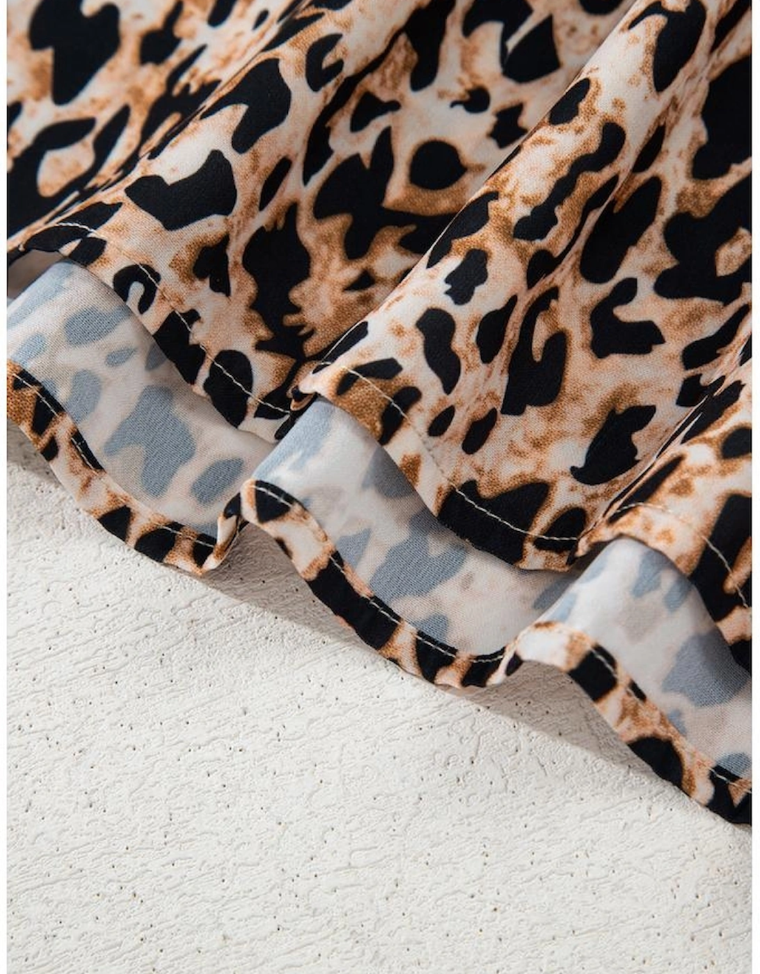 Apricot Leopard V Neck Half Sleeve Blouse