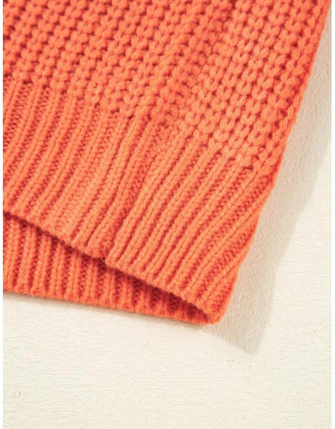 Desert Gold Color Block Textured Knit Drop Shoulder Loose Fit Sweater