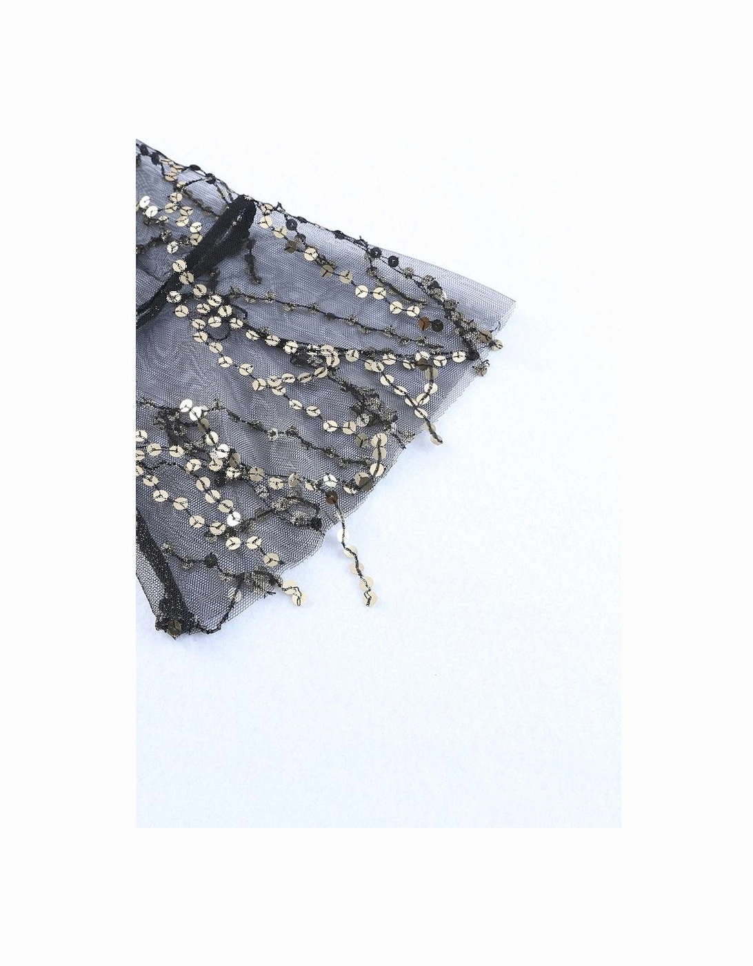 Black Sequin Sheer Long Sleeve Open Front Kimono