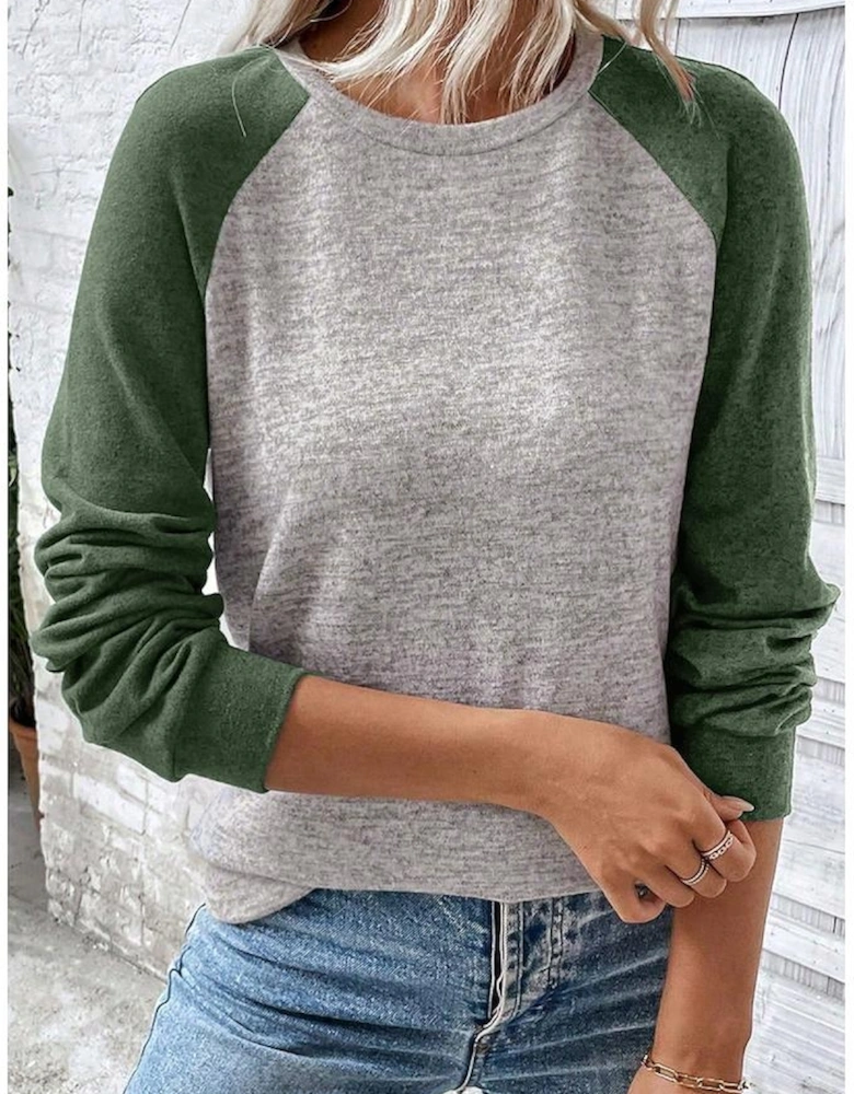 Evergreen Colorblock Raglan Long Sleeve T Shirt