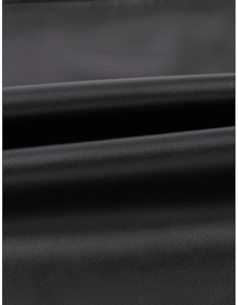 Black Faux Leather Loose T-shirt Dress