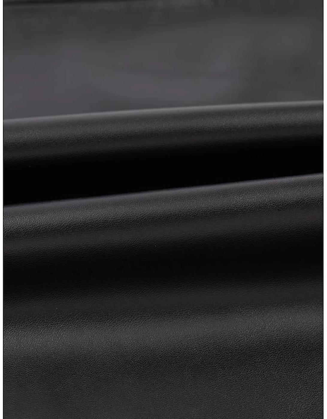 Black Faux Leather Loose T-shirt Dress