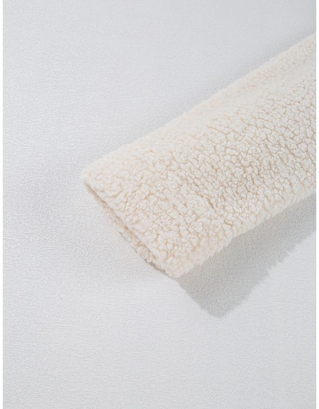 White Solid Fleece High Neck Drop Shoulder Pullover Sweatshirt