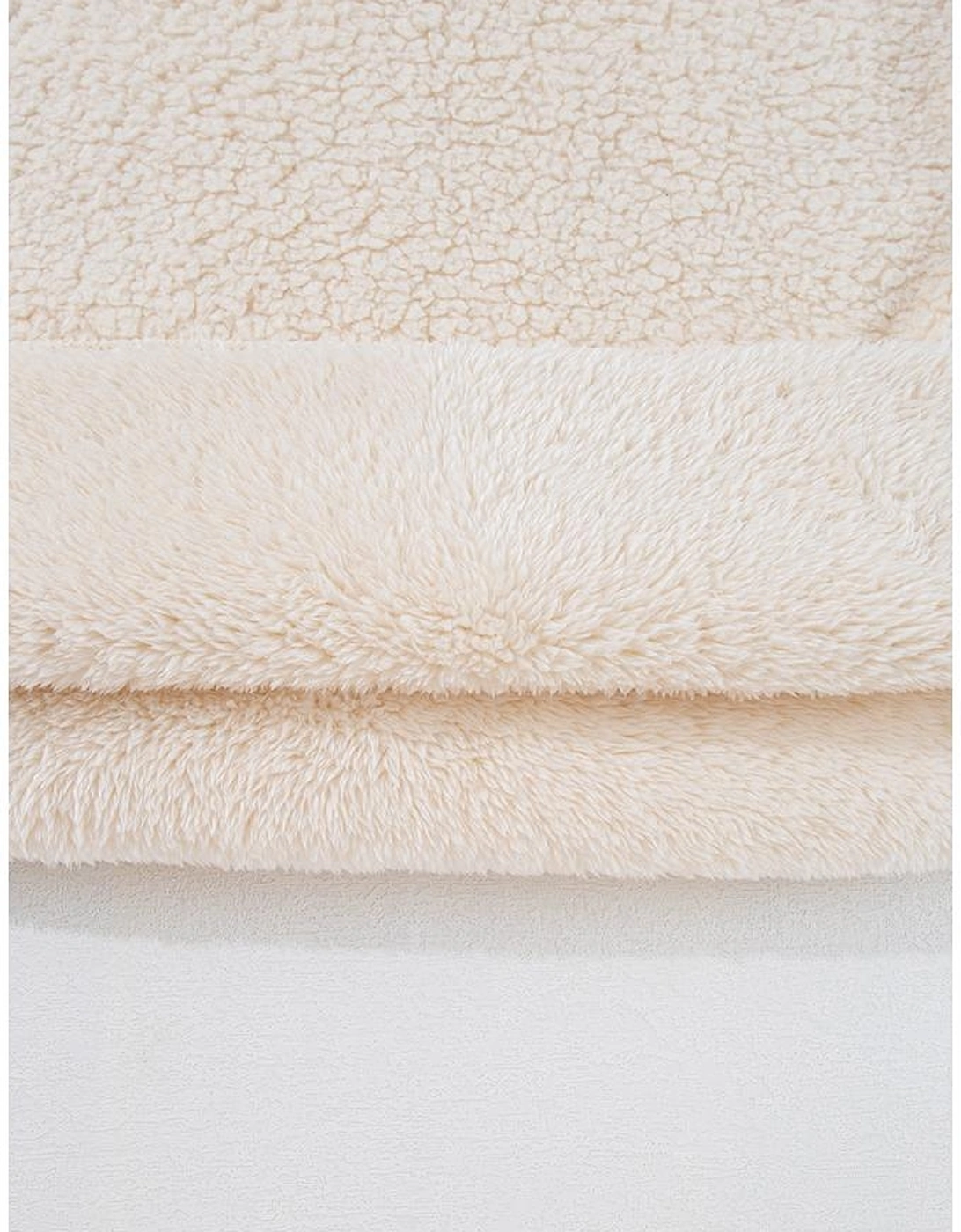 White Solid Fleece High Neck Drop Shoulder Pullover Sweatshirt