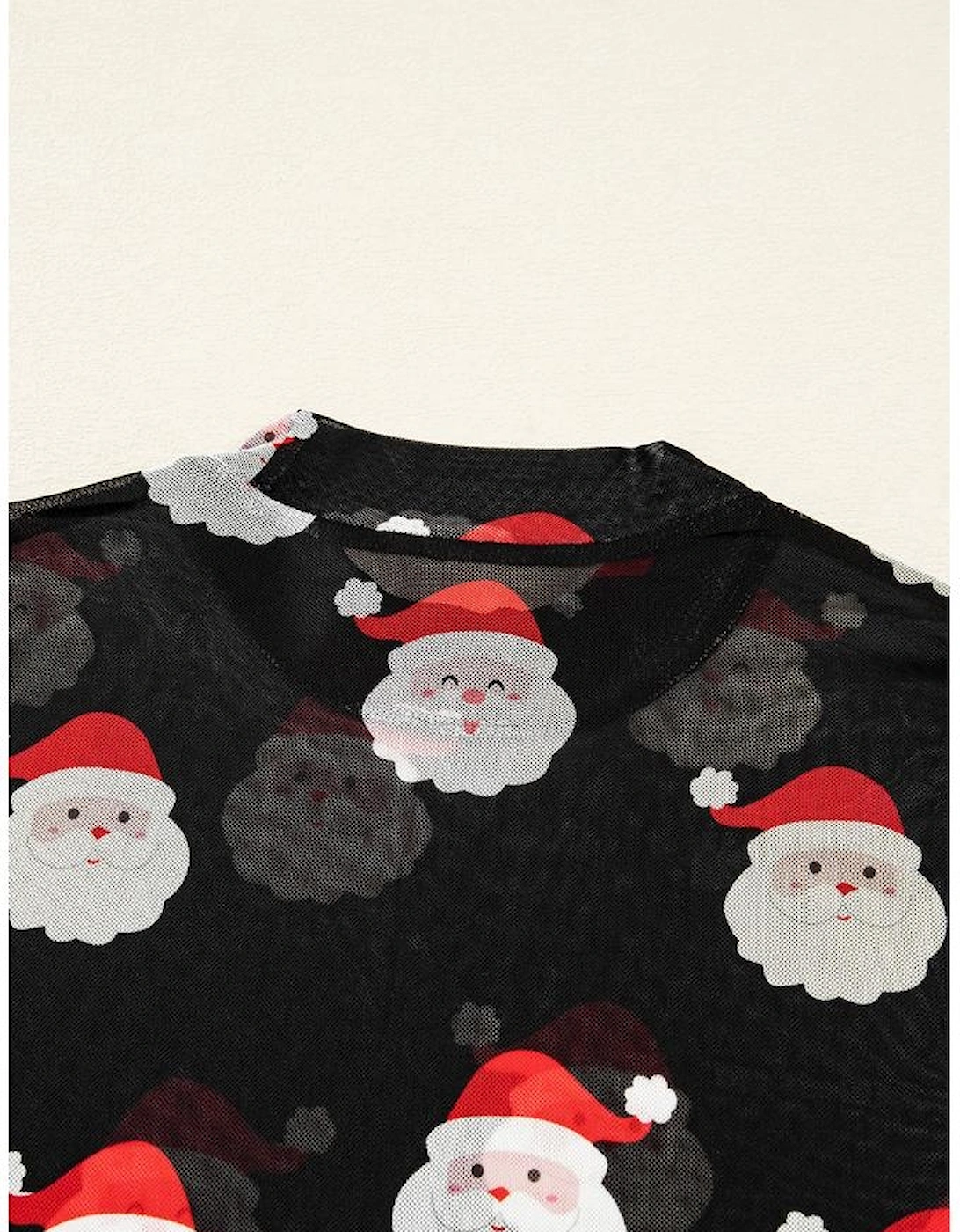 Black Christmas Fashion Print Slim Fit Long Sleeve Top