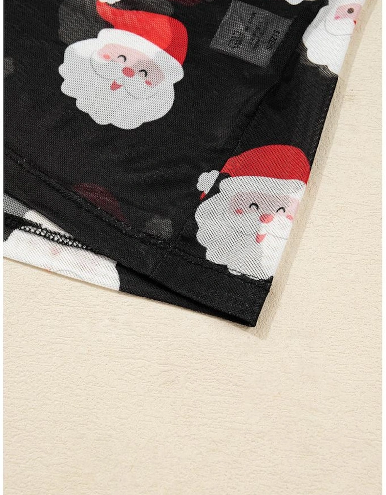 Black Christmas Fashion Print Slim Fit Long Sleeve Top