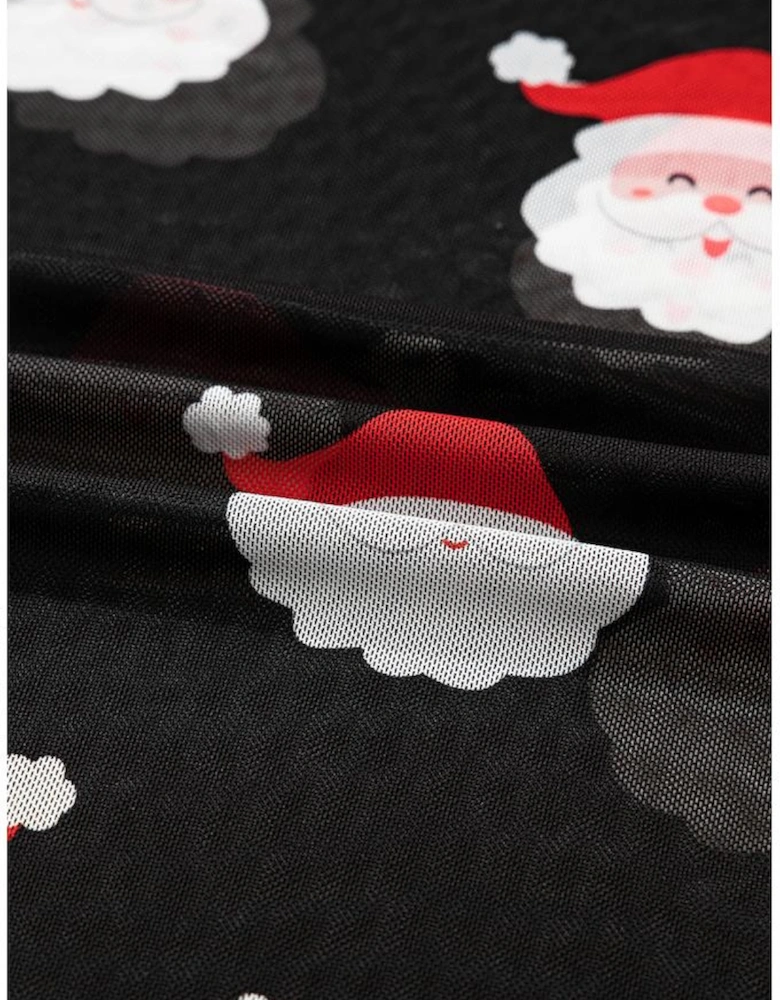 Black Christmas Fashion Print Slim Fit Long Sleeve Top