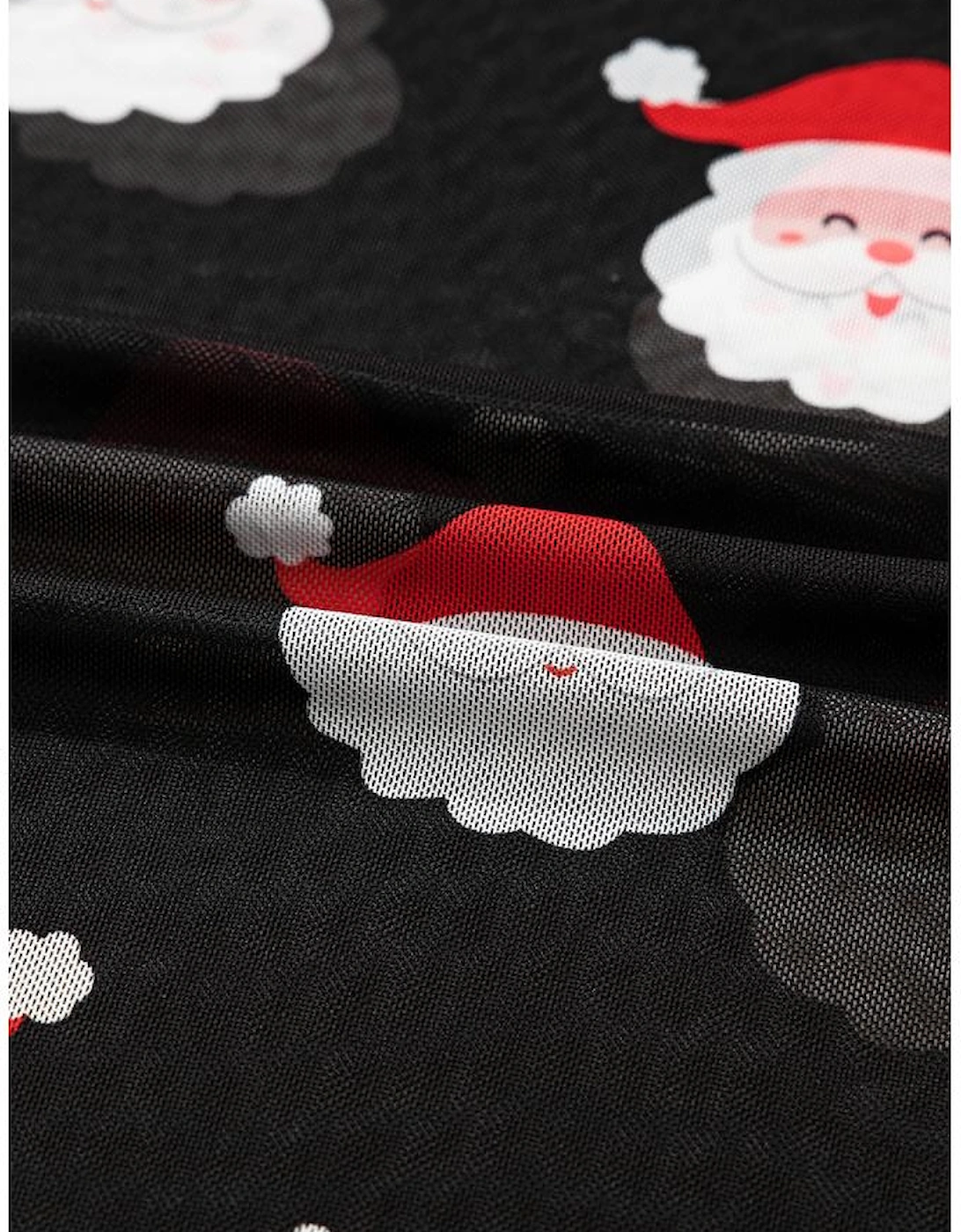 Black Christmas Fashion Print Slim Fit Long Sleeve Top