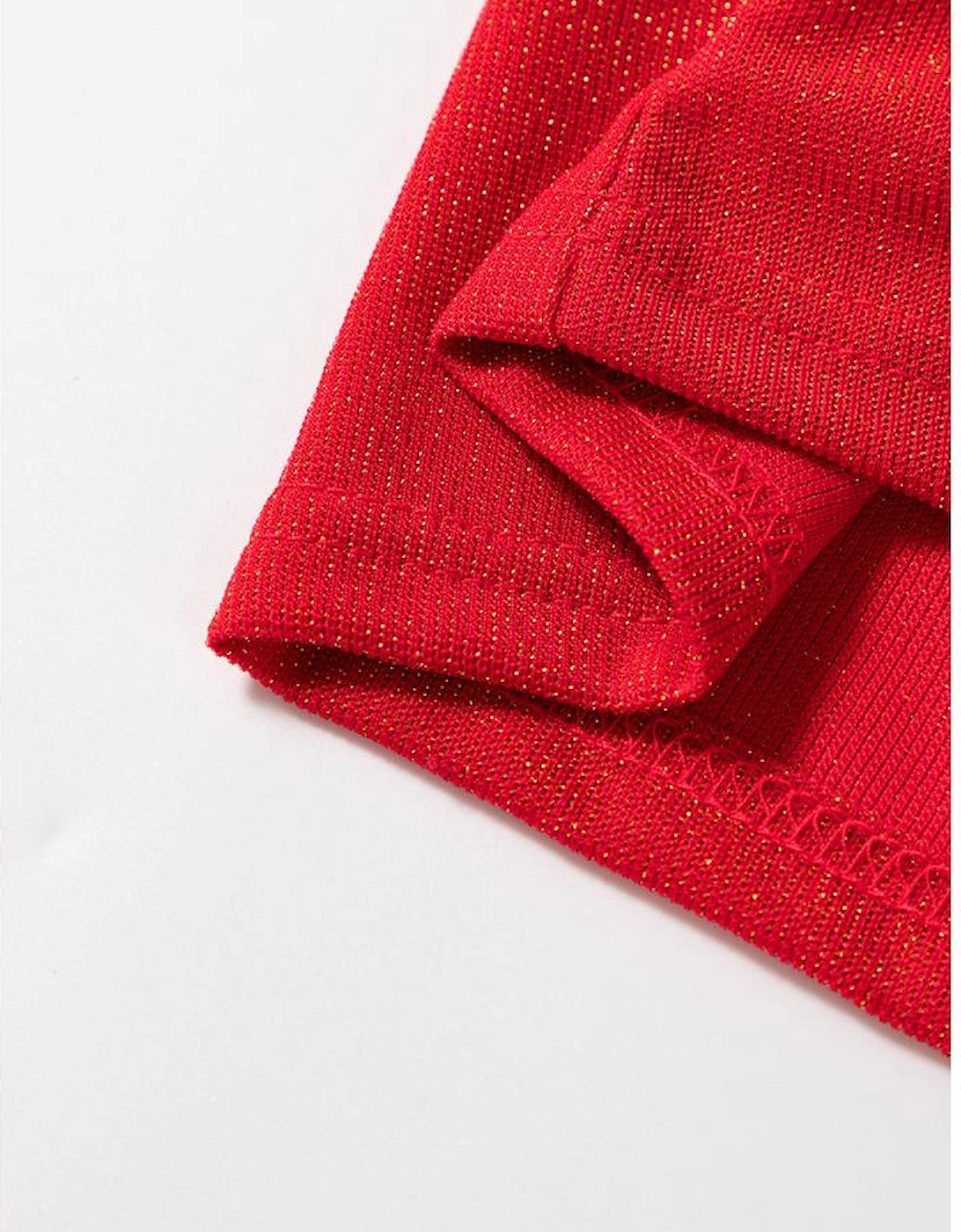 Racing Red Metallic Bowknot Open Back V Neck Top