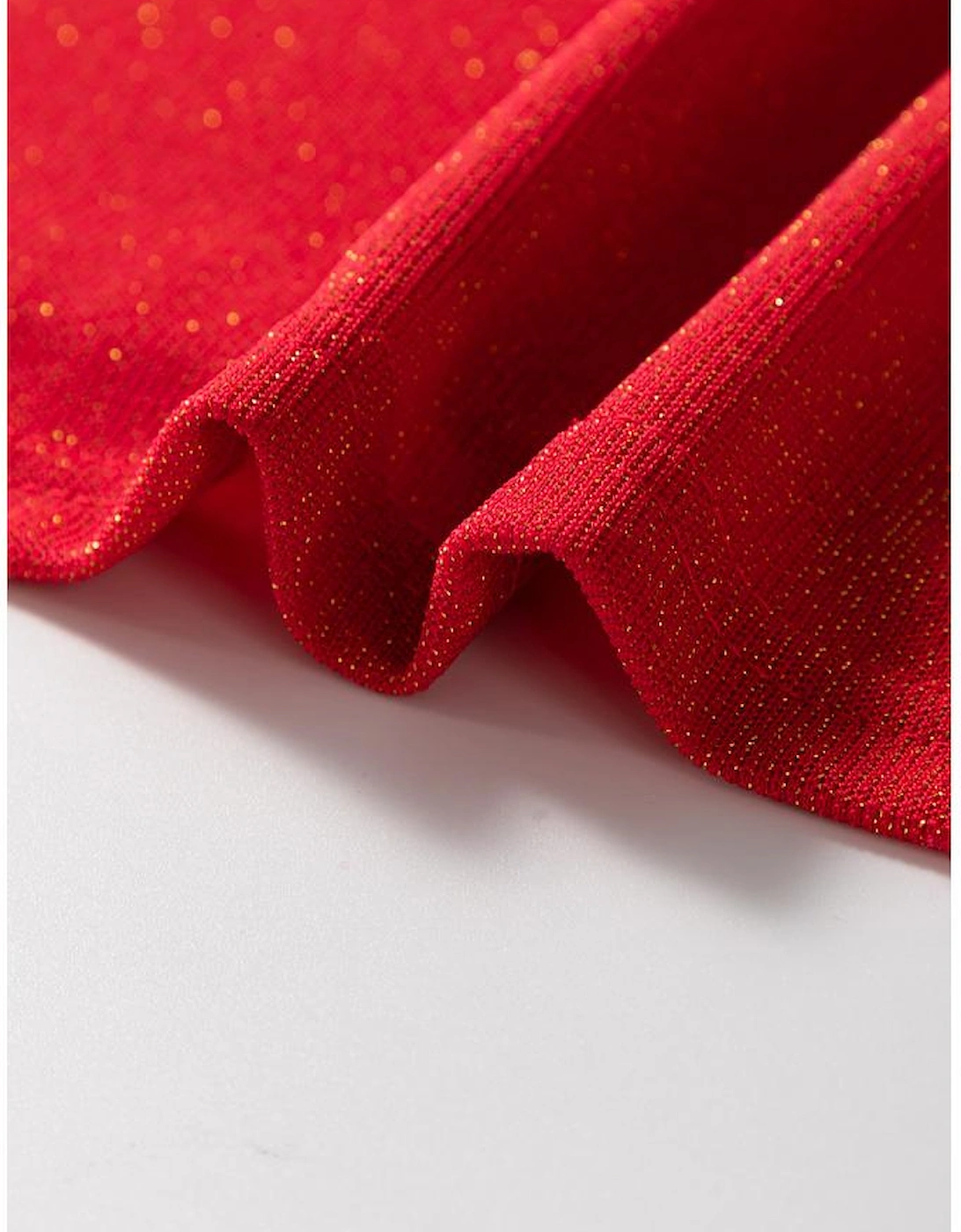 Racing Red Metallic Bowknot Open Back V Neck Top