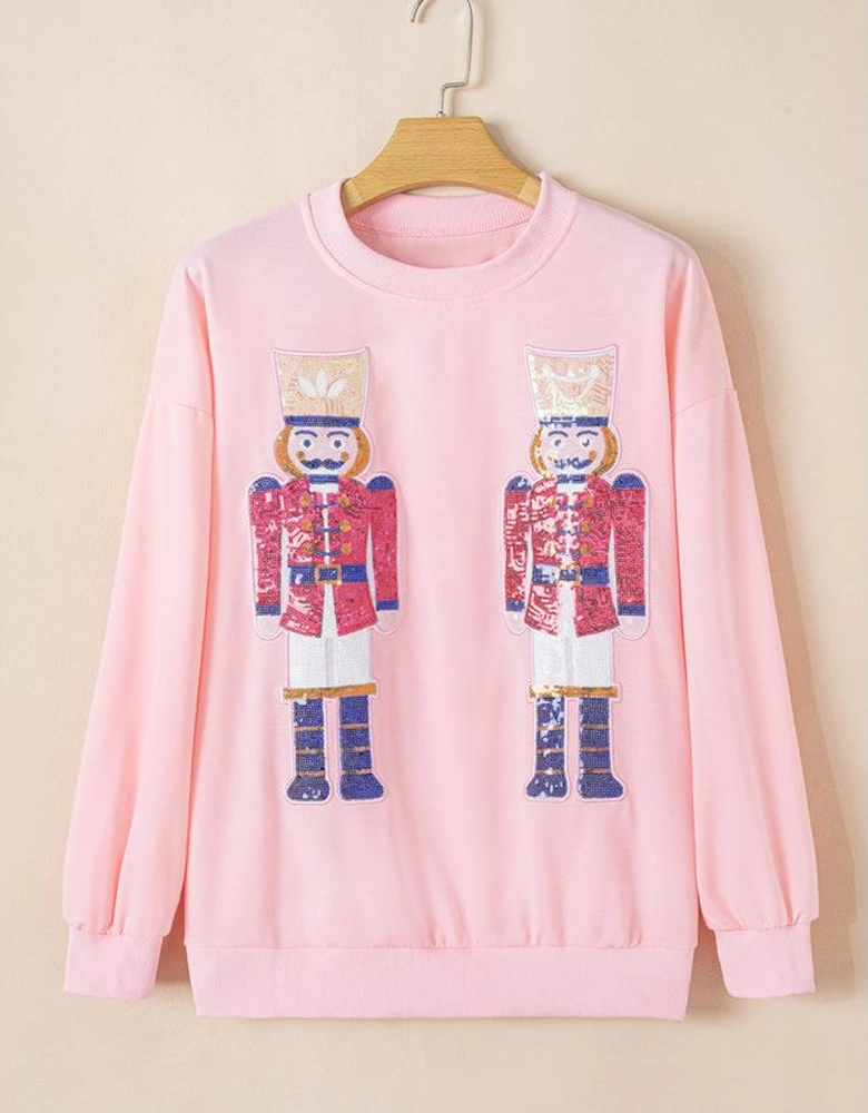Pink Nutcracker Christmas Crew Neck Sweatshirt