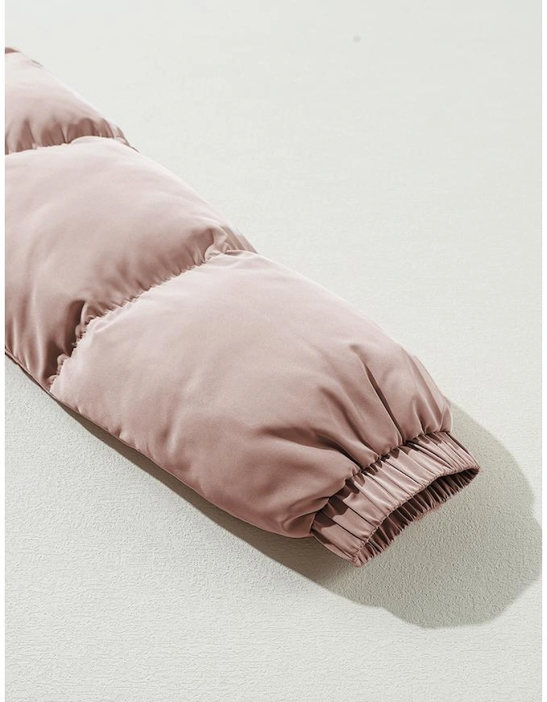 Apricot Pink Full Zipper Quilted Puffer Jacket