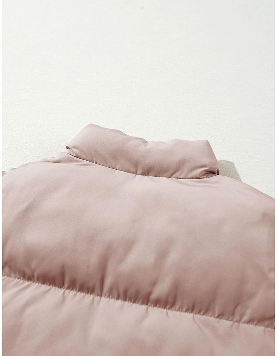 Apricot Pink Full Zipper Quilted Puffer Jacket