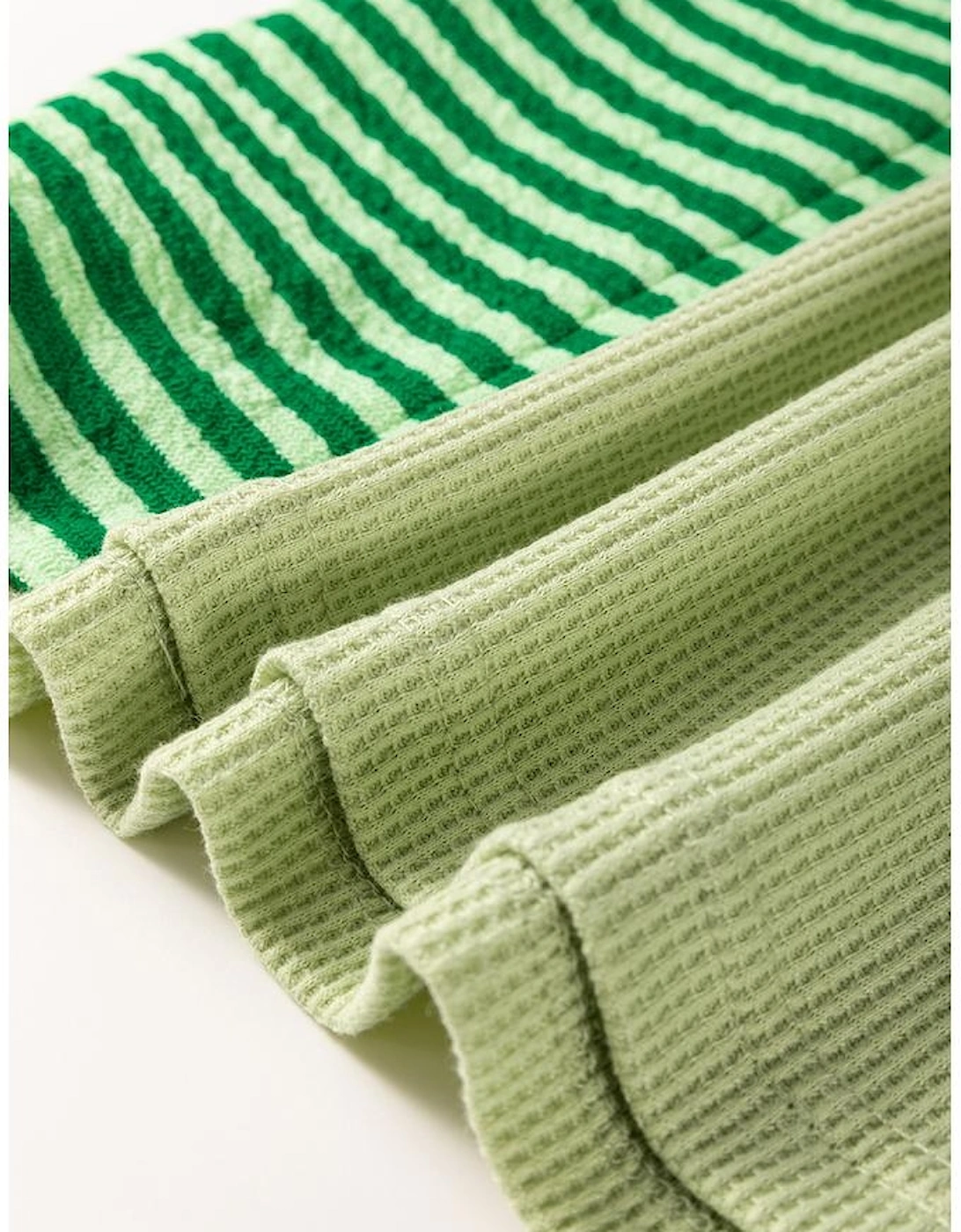 Mint Green Striped Patchwork Textured Colorblock 3/4 Sleeve Knit Top