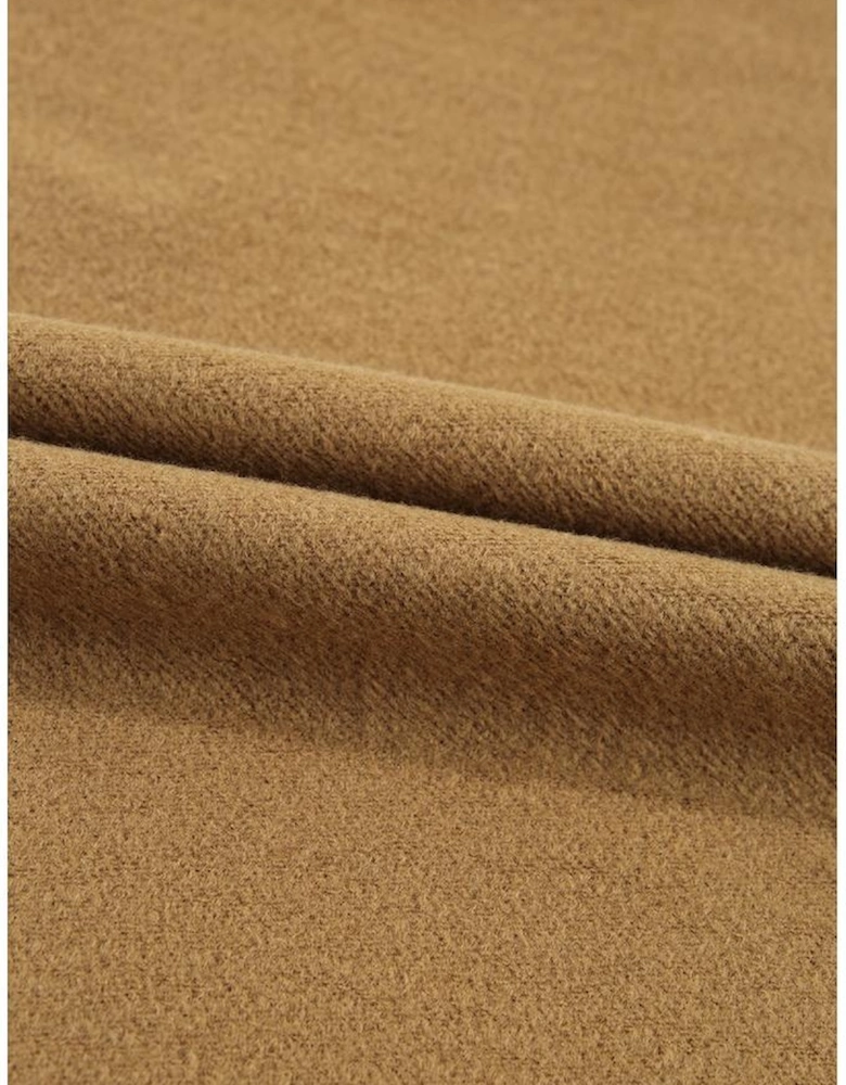 Camel Solid Fleece Lined Drop Shoulder High Low Sweatshirt