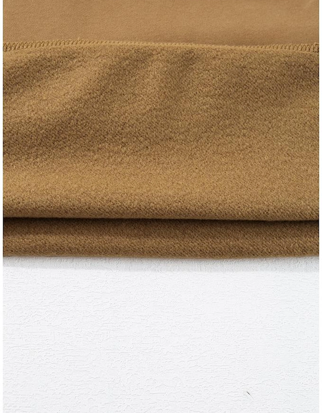 Camel Solid Fleece Lined Drop Shoulder High Low Sweatshirt