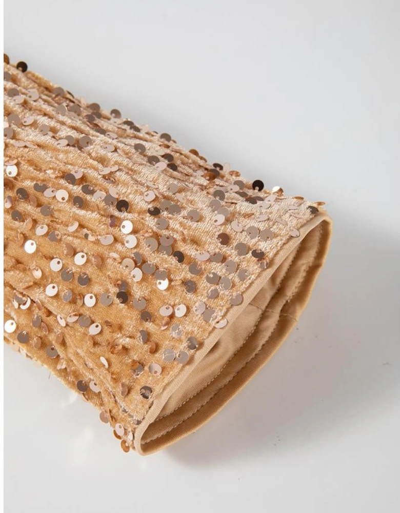 Golden Fleece Sequined Open Front Cropped Jacket