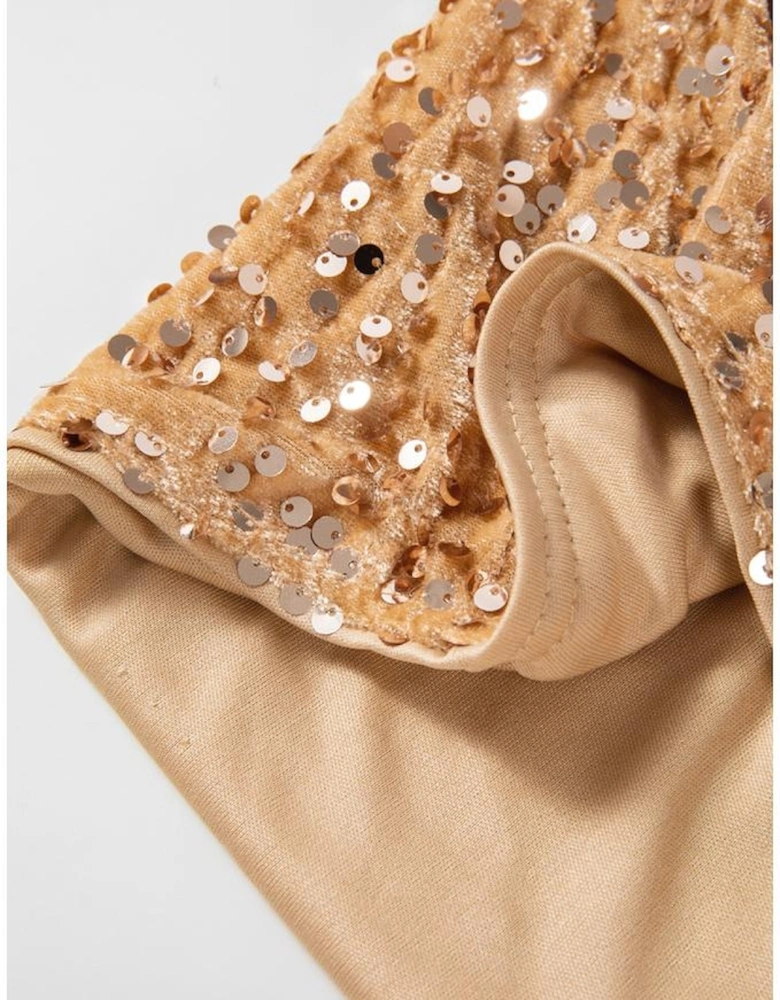 Golden Fleece Sequined Open Front Cropped Jacket